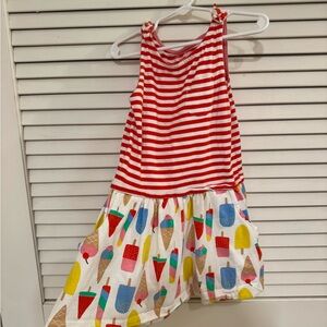 Mini Boden Red and White Striped Tank Top with Popsicle Print